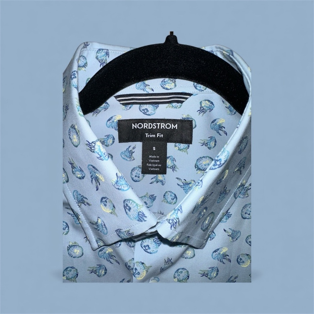 Nordstrom Light Blue Fish Print Men's Shirt